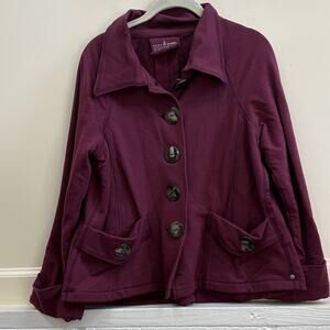 Neon Buddha women’s XS Women's Deep Purple button down Pea Coat